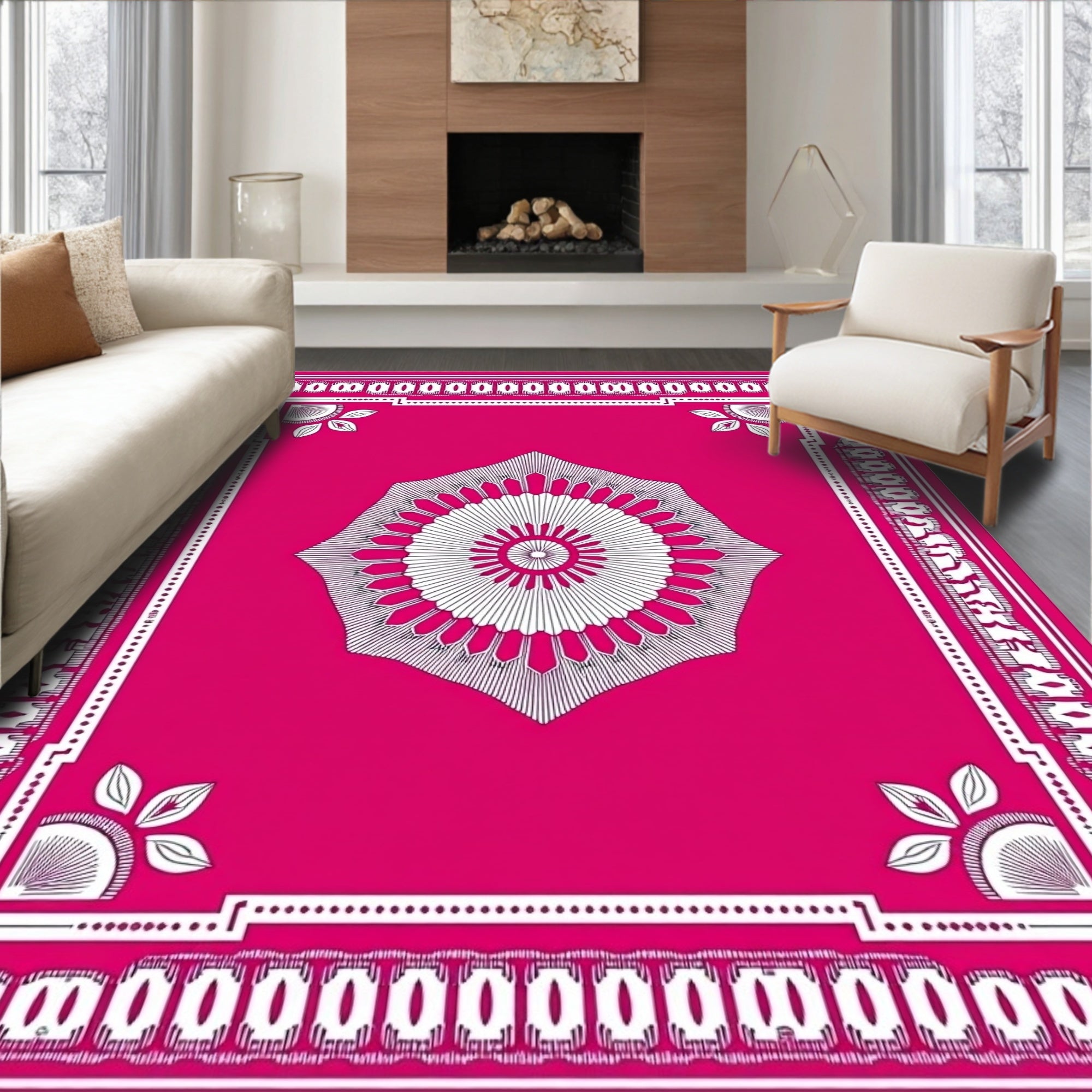 Geometric Burst Mandala Pattern Rug