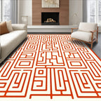 Red Maze Geometric Pattern Design Rug
