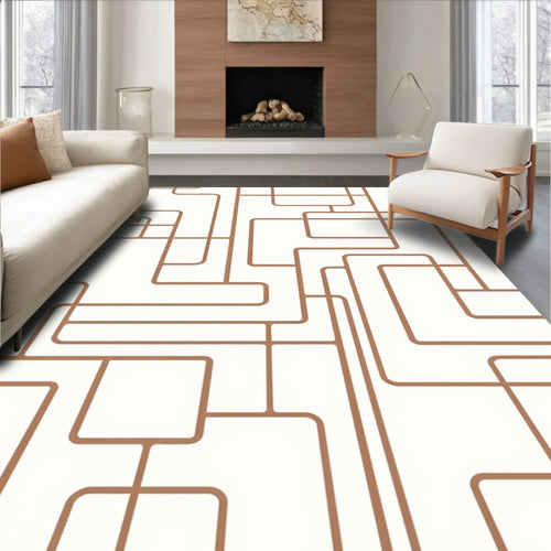 Abstract Interconnecting Geometric Lines Rug