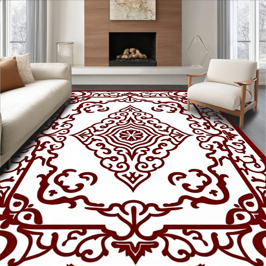 Ornate Floral Border Design Rug