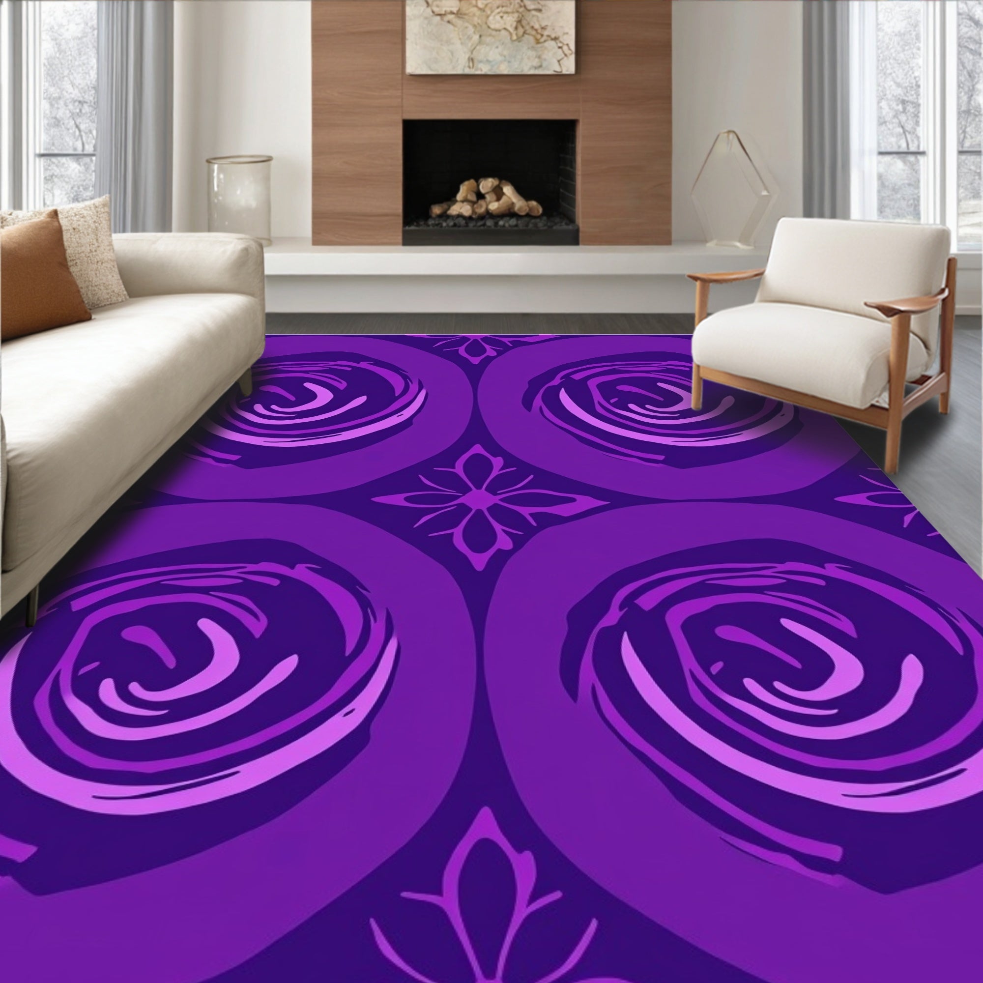 Purple Swirls Graphic Pattern Rug