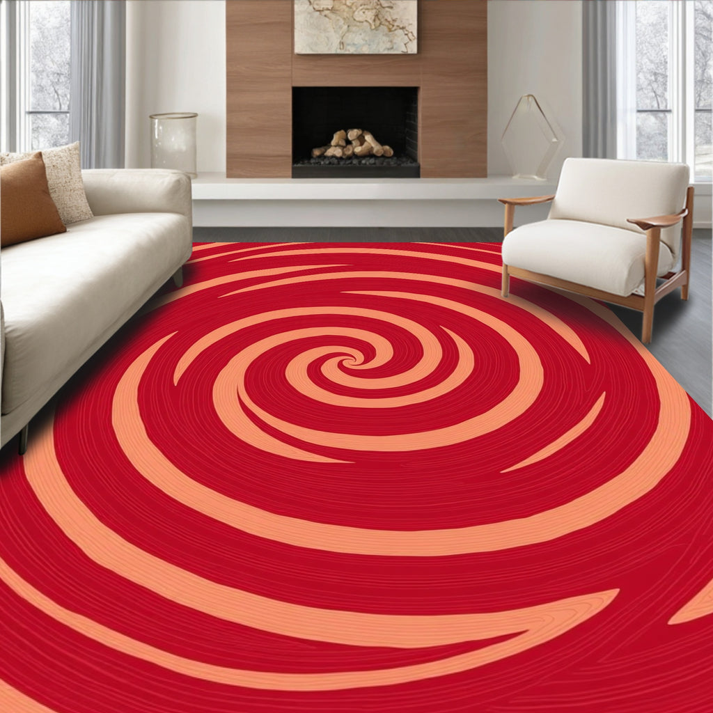 Red And Orange Swirl Pattern Rug