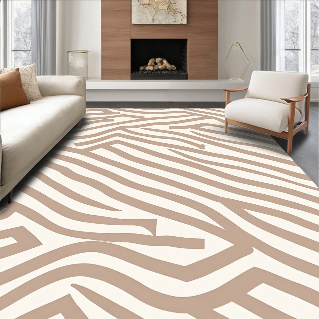 Abstract Striped Warm Tones Design Rug