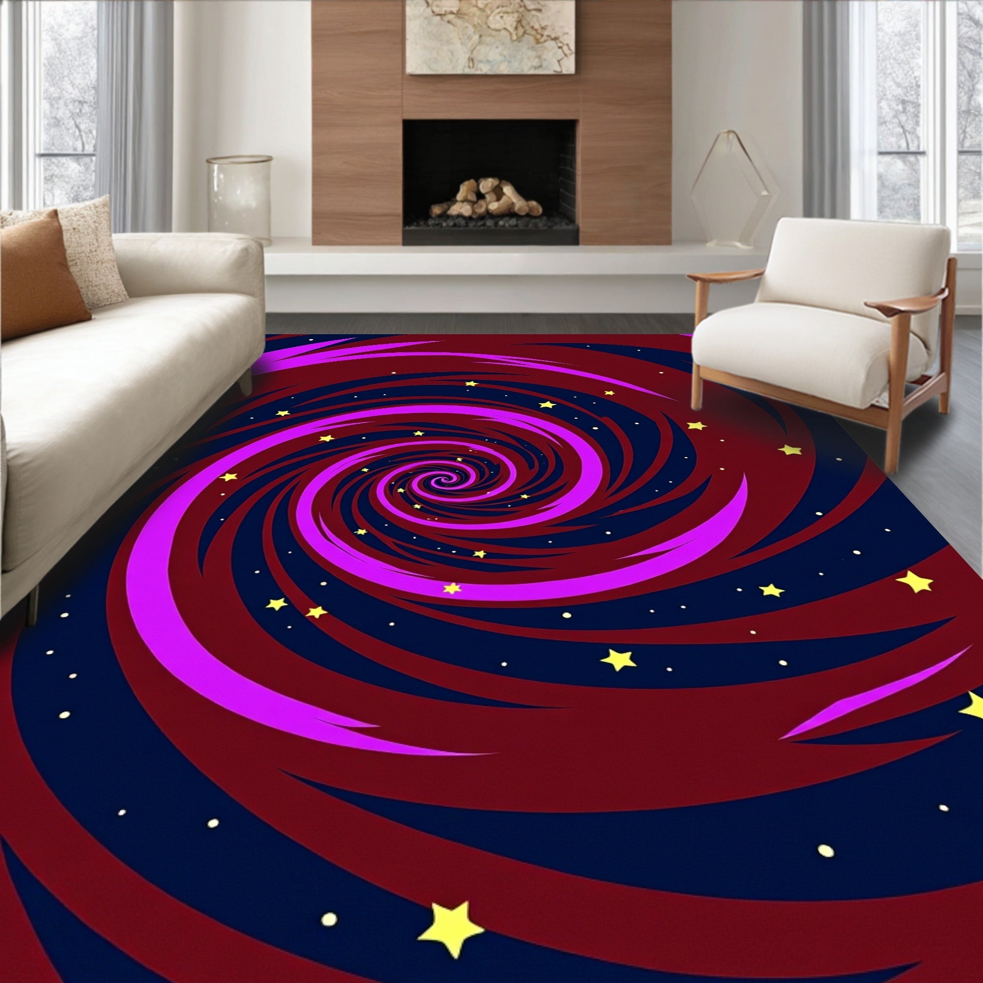 Cosmic Swirl Starlight Pattern Rug