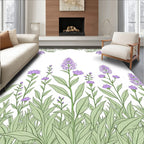Purple Flower Garden With Green Vines Rug